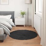 vidaXL Tapis en fausse Tafalla Noir Ø 120 cm Polyester