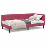 vidaXL Cadre de lit d'angle Rouge bordeaux 90 x 190 cm Velours