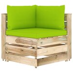 Vidaxl canapé de jardin 2 places avec coussins bois imprégné de vert