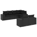 vidaXL Salon de jardin 7 Pièces avec coussins noir résine tressée