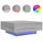 vidaXL Table basse avec lumières LED sonoma gris 80x80x31 cm