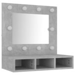 vidaXL Armoire à miroir avec LED Gris béton 60x31 5x62 cm
