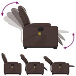 vidaXL Fauteuil inclinable de massage électrique marron similicuir