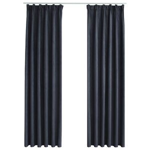vidaXL Rideaux occultants avec crochets 2 Pièces Anthracite 140x225 cm
