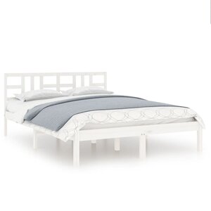 vidaXL Cadre de lit sans matelas blanc 200x200 cm bois massif