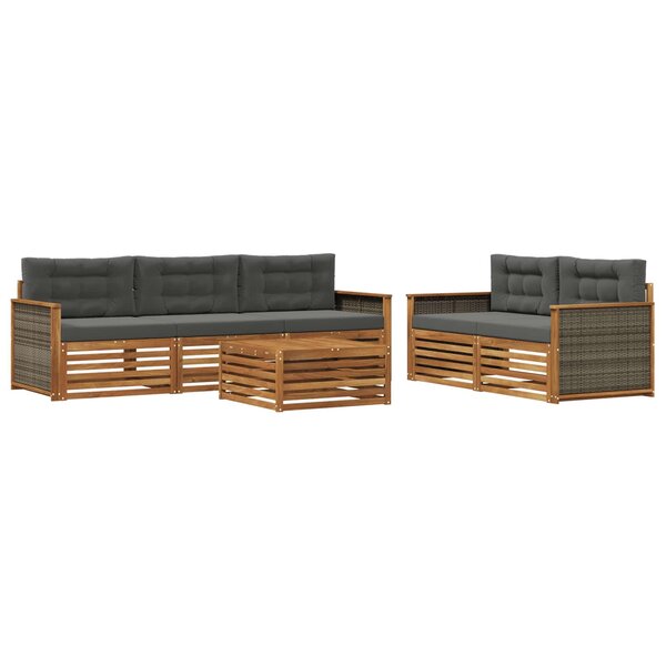 vidaXL Ensemble de canapés d'extérieur 6 pc Naturel et Anthracite