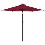 vidaXL Parasol de jardin avec LED mât en acier bordeaux 225x225x212 cm