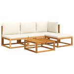 vidaXL Ensemble de canapés de jardin 5 pièces avec coussins en bois d'acacia et rotin