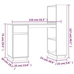 vidaXL Bureau Marron miel 110x53x117 cm Bois massif de pin