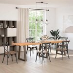 vidaXL Table à manger avec bord naturel 320x80x74 cm bois massif chêne