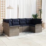 vidaXL Ensemble de canapé de jardin avec coussin 6 Pièces Gris Poly rotin