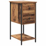 vidaXL Cabinet de chevet avec tiroir 2 Pièces Bois ancien 32 x 42 x 70 cm