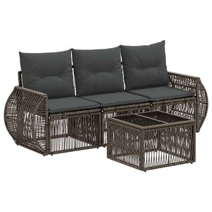 vidaXL Ensemble de canapé de jardin 4 pc Gris et Gris foncé polyrotin