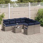 vidaXL Ensemble de Canapés 9 Pièces Gris et marine polyrotin