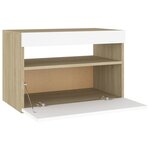 vidaXL Tables de chevet à LED 2 Pièces blanc et chêne sonoma 60x35x40 cm