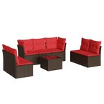 vidaXL Salon de jardin 8 Pièces avec coussins marron résine tressée