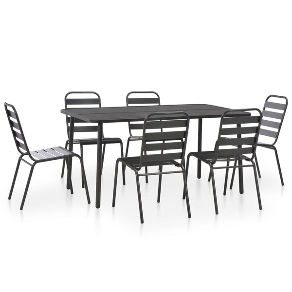 vidaXL Mobilier de salle à manger d'extérieur 7 Pièces Acier Gris foncé