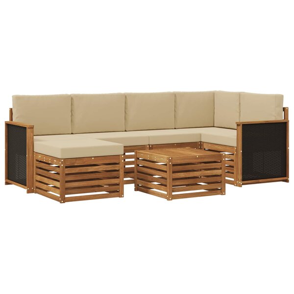 vidaXL Ensemble de canapé d'angle avec coussin 6 Pièces Naturel
