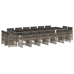 vidaXL Ensemble à manger de jardin 17 Pièces et coussins résine tressée