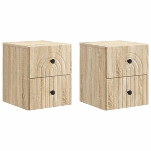 vidaXL Cabinet de chevet mural 2 Pièces Chêne Sonoma 33 x 34 5 x 40 cm