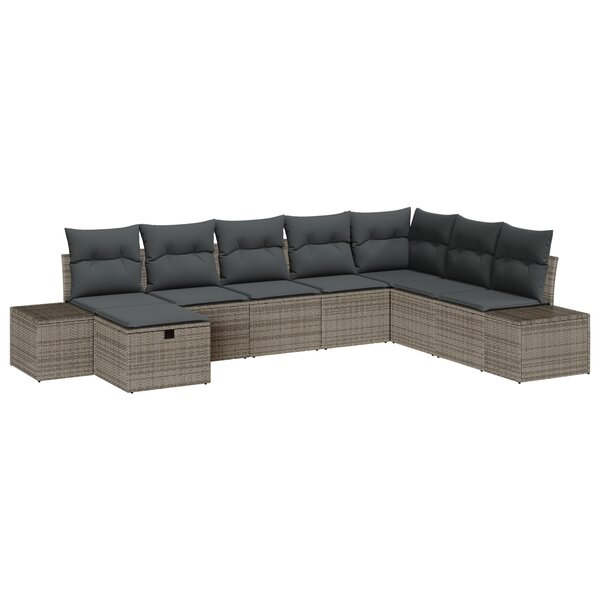 vidaXL Set de salon de jardin 8 pièces avec coussins en rotin gris