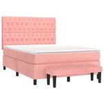vidaXL Sommier à lattes de lit avec matelas Rose 140x190 cm Velours