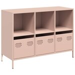 vidaXL Buffet rose 101 5x39x73 5 cm acier laminé à froid