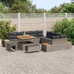 vidaXL Ensemble de canapé de jardin avec coussin 13 Pièces Gris