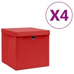 vidaXL Boîtes de rangement avec couvercles 4 Pièces 28x28x28 cm Rouge