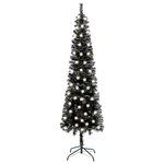 vidaXL Arbre de Noël mince pré-éclairé noir 150 cm