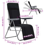 vidaXL Chaises pliables de jardin avec coussins lot de 2 Noir