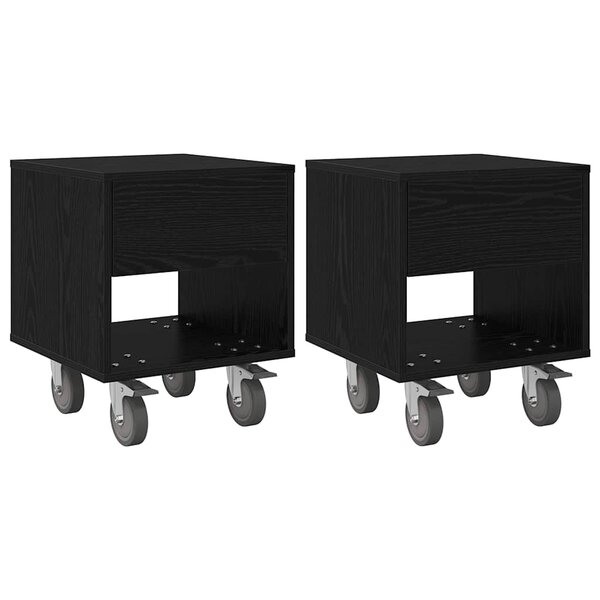 vidaXL Table de chevet 2 Pièces Chêne noir 40 5 x 40 x 48 cm