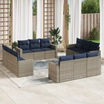 vidaXL Salon de jardin avec coussins 12 Pièces gris résine tressée