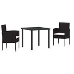 vidaXL Ensemble de salle à manger pour jardin 3 Pièces Noir polyrotin