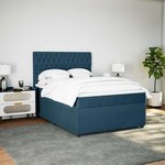 vidaXL Sommier à lattes de lit et matelas Bleu foncé 140x200cm Velours
