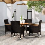 vidaXL Mobilier de salle à manger de jardin 5 Pièces Résine tressée Noir