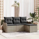 vidaXL Ensemble de canapé de jardin 4 Pièces Gris clair Poly rotin