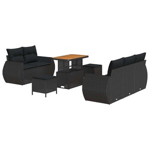 vidaXL Ensemble de canapé de jardin 8 Pièces Noir 90 x 55 x 71 cm