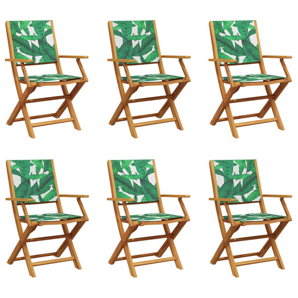 vidaXL Chaises de jardin pliantes lot de 6 vert tissu et bois massif