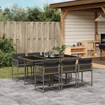 vidaXL Ensemble à manger de jardin et coussins 7 Pièces gris rotin