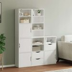 vidaXL Armoires latérales 5 Pièces ODDA blanc 40x24x79 cm bois massif pin