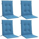 vidaXL Coussins de chaise à dossier bas lot de 4 bleu mélangé tissu