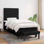 vidaXL Sommier à lattes de lit avec matelas Noir 90x200 cm Tissu