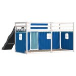 vidaXL Lit superposé sans matelas avec toboggan et rideaux 90x200 cm