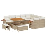 vidaXL Ensemble de canapé de jardin avec coussin 12 Pièces beige et crème