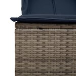 vidaXL Chaise longue double avec toit et rideaux gris résine tressée