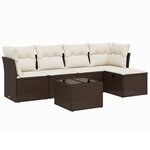 vidaXL Salon de jardin avec coussins 6 Pièces marron résine tressée