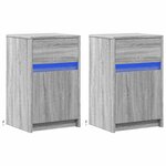 vidaXL Armoires de chevet et lumières LED 2 Pièces sonoma gris
