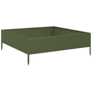 vidaXL Lit surélevé de jardin vert olive 100x100x33 5 cm acier