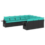 vidaXL Salon de jardin 10 Pièces avec coussins noir résine tressée